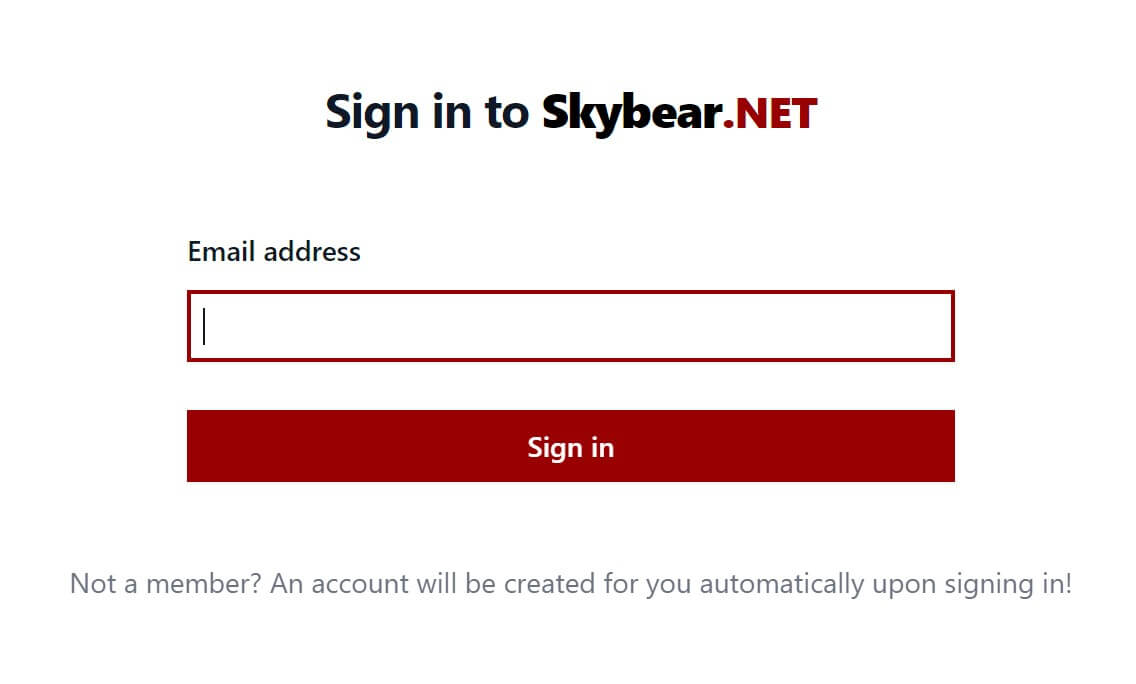 Skybear.net Scripts sign in page