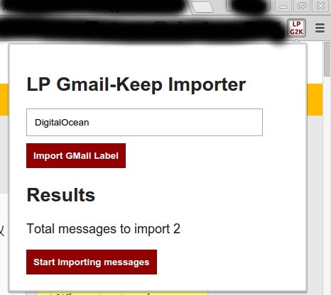 LP Gmail to Keep Importer - Results view